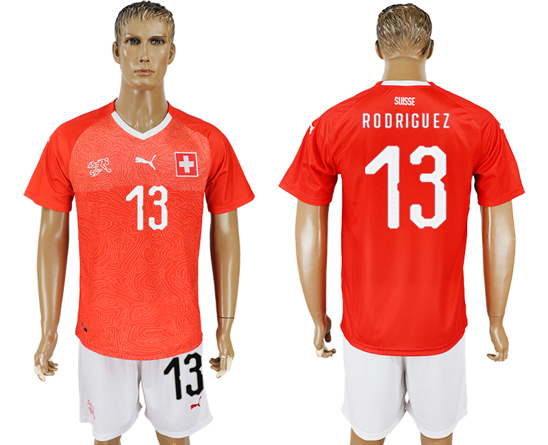 2018 World Cup Men Switzerland #13 Rodriguez Red Home Soccer Country Jersey