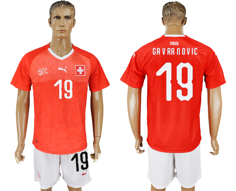 2018 World Cup Men Switzerland #19 Gavranovic Red Home Soccer Country Jersey