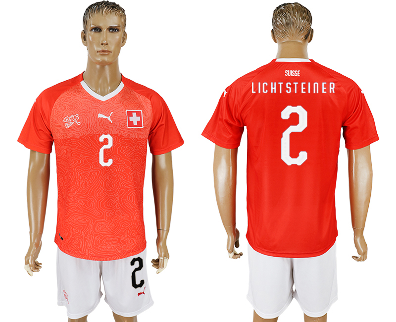 2018 World Cup Men Switzerland #2 Lichtsteiner Red Home Soccer Country Jersey