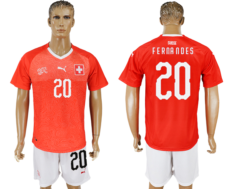 2018 World Cup Men Switzerland #20 Fernandes Red Home Soccer Country Jersey