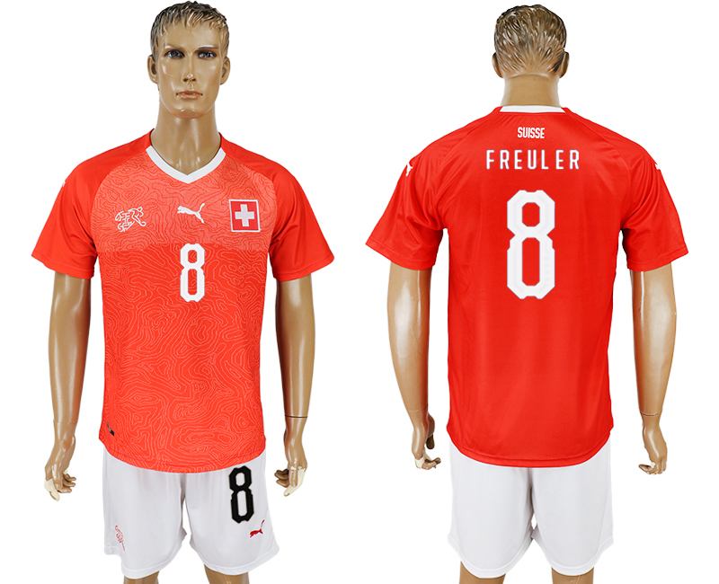 2018 World Cup Men Switzerland #8 Freuler Red Home Soccer Country Jersey