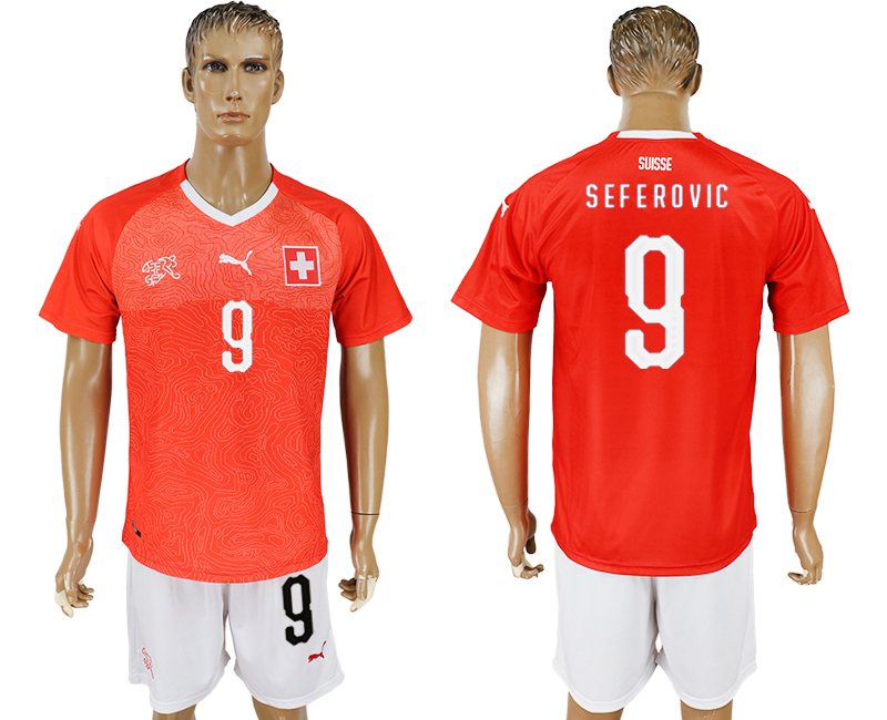 2018 World Cup Men Switzerland #9 Seferovic Red Home Soccer Country Jersey 2018 World Cup Men Switzerland #9 Seferovic Red Home Soccer Country Jersey