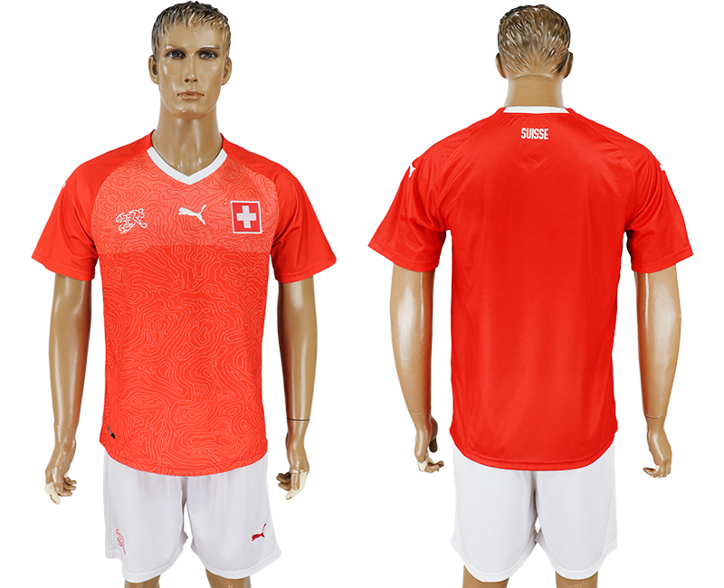2018 World Cup Men Switzerland Blank Red Home Soccer Country Jersey