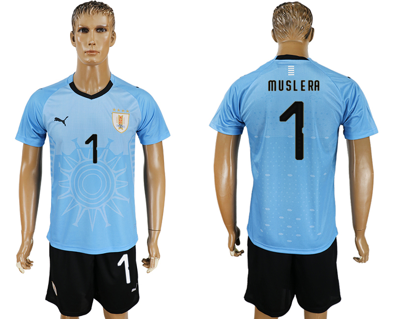 2018 World Cup Men Uruguay #1 Muslera Home Blue Soccer Country Jersey