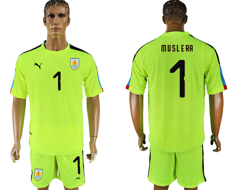 2018 World Cup Men Uruguay #1 Muslera Home Green Soccer Country Jersey