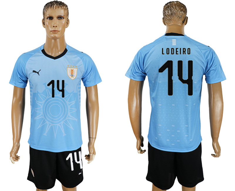 2018 World Cup Men Uruguay #14 Lodeiro Home Soccer Country Jersey