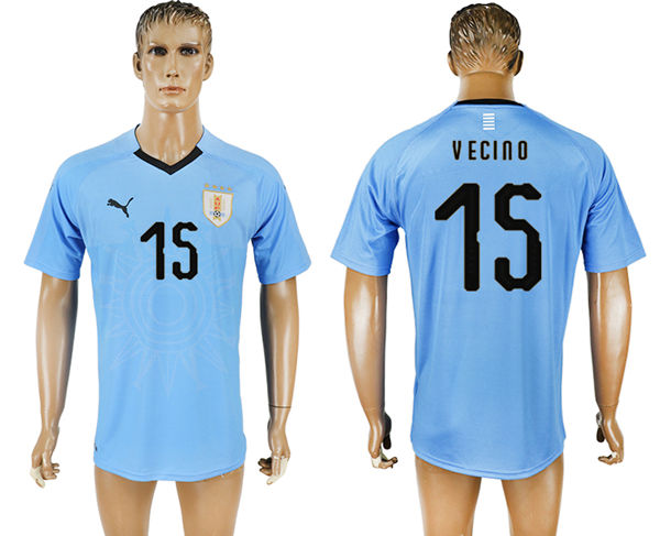 2018 World Cup Men Uruguay #15 Vecino Home Soccer Country Jersey