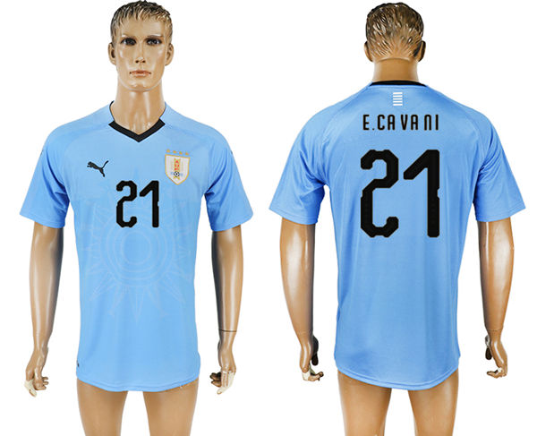2018 World Cup Men Uruguay #21 E.Cavani Home Soccer Country Jersey