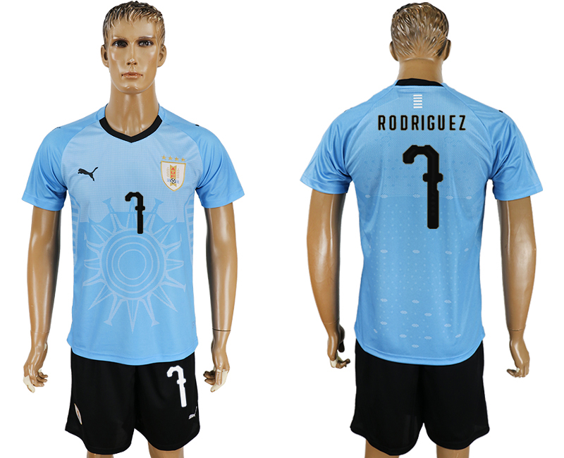 2018 World Cup Men Uruguay #7 Rodriguez Home Soccer Country Jersey 2018 World Cup Men Uruguay #7 Rodriguez Home Soccer Country Jersey