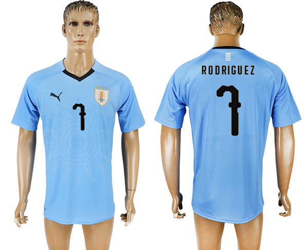 2018 World Cup Men Uruguay #7 Rodriguez Home Soccer Country Jersey