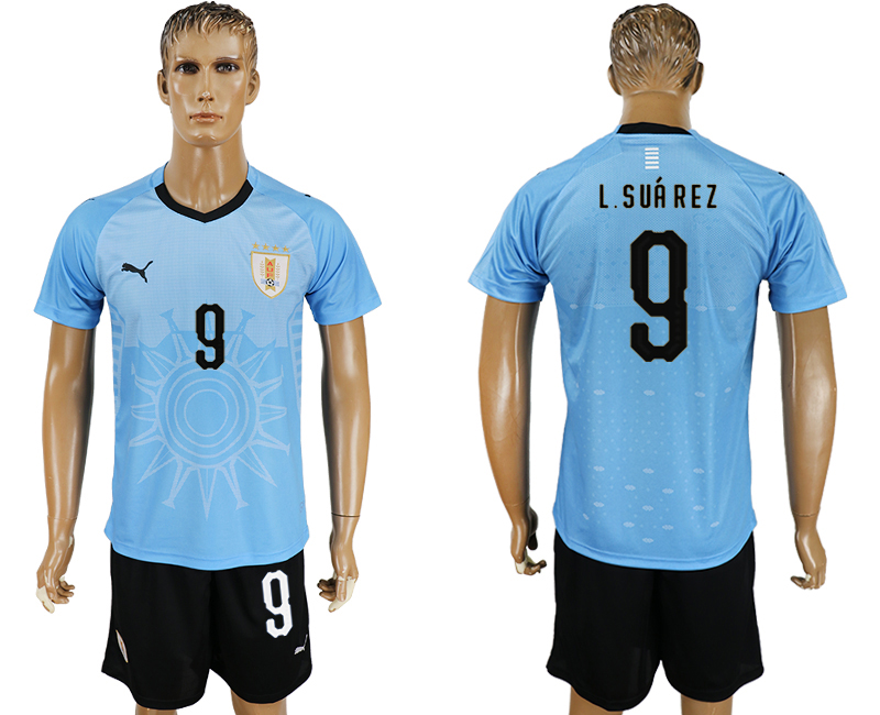 2018 World Cup Men Uruguay #9 L.Suarez Home Soccer Country Jersey