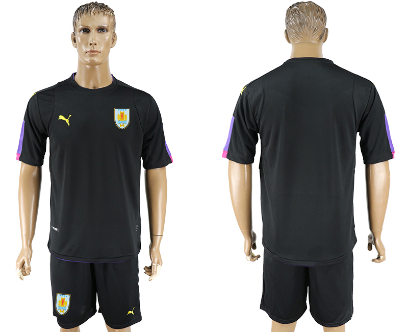 2018 World Cup Men Uruguay Black Home Soccer Country Jersey