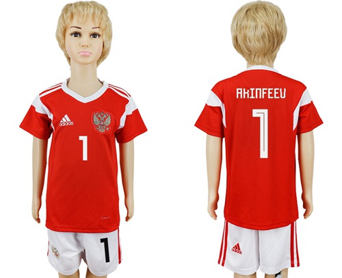 2018 World Cup Russia #1 Akinfeev Home Kid Soccer Country Jersey