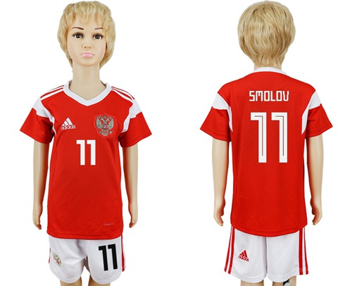 2018 World Cup Russia #11 Smolov Home Kid Soccer Country Jersey