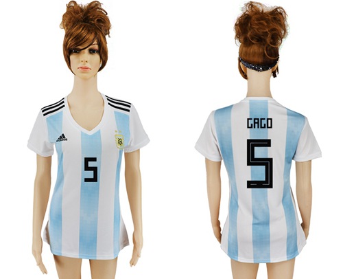 2018 World Cup Women's Argentina #5 Gago Home Soccer Country Jersey