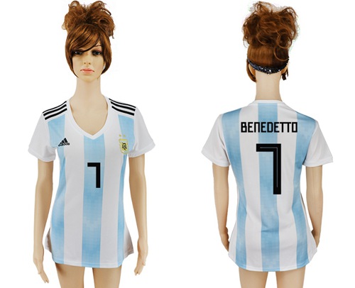 2018 World Cup Women's Argentina #7 Benedetto Home Soccer Country Jersey