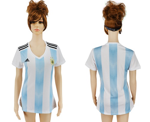 2018 World Cup Women's Argentina Blank Home Soccer Country Jersey