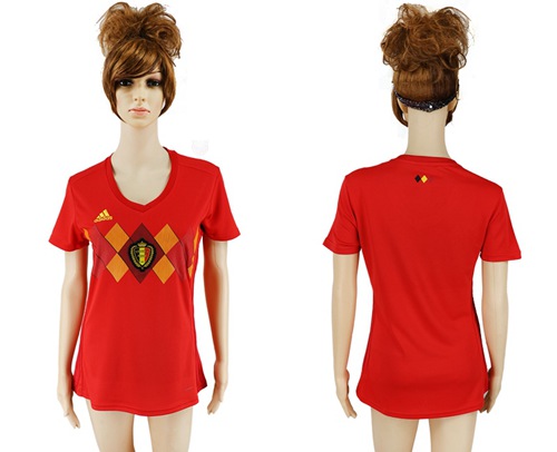 2018 World Cup Women's Belgium Blank Red Home Soccer Country Jersey