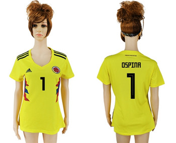 2018 World Cup Women's Colombia #1 Ospina Home Soccer Country Jersey