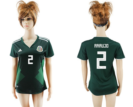 2018 World Cup Women's Mexico #2 Araujo Home Soccer Country Jersey
