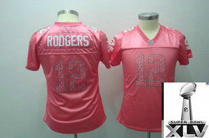 20llSB Green Bay Packers 12 Aaron Rodgers red Field Flirt Fashion Women Jerseys