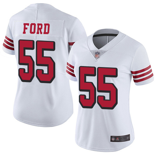 49ers #55 Dee Ford White Rush Women's Stitched Football Vapor Untouchable Limited