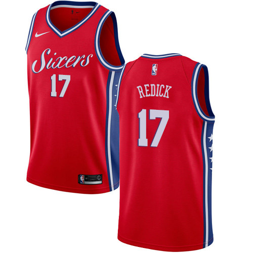 76ers #17 JJ Redick Red Women's Basketball Swingman Statement Edition Jersey