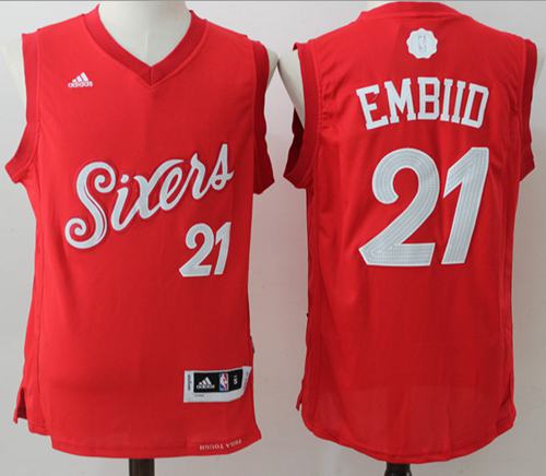 76ers #21 Joel Embiid Red 2016-2017 Christmas Day Stitched NBA Jersey 76ers #21 Joel Embiid Red 2016-2017 Christmas Day Stitched NBA Jersey