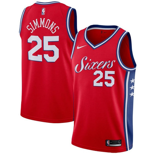 76ers #25 Ben Simmons Red Women's Basketball Swingman Statement Edition Jersey