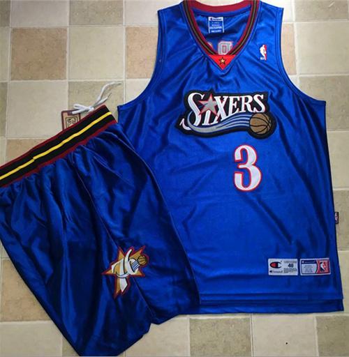 76ers #3 Allen Iverson Blue A Set Stitched NBA Jersey 76ers #3 Allen Iverson Blue A Set Stitched NBA Jersey
