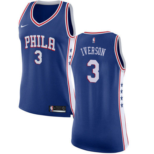 76ers #3 Allen Iverson Blue Women's Basketball Swingman Icon Edition Jersey
