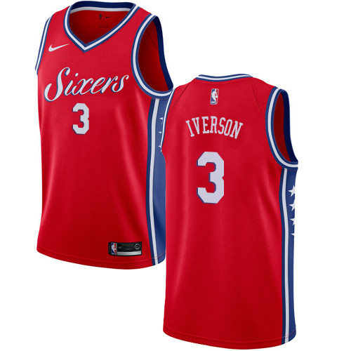 76ers #3 Allen Iverson Red Youth Basketball Swingman Statement Edition Jersey 76ers #3 Allen Iverson Red Youth Basketball Swingman Statement Edition Jersey