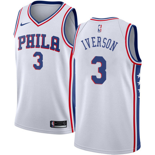 76ers #3 Allen Iverson White Youth Basketball Swingman Association Edition Jersey 76ers #3 Allen Iverson White Youth Basketball Swingman Association Edition Jersey