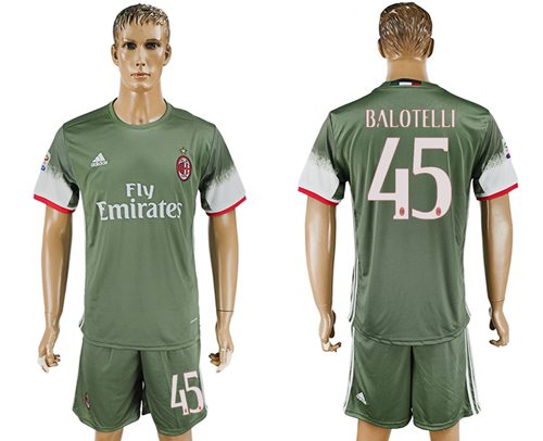 AC Milan #45 Balotelli Sec Away Soccer Club Jersey AC Milan #45 Balotelli Sec Away Soccer Club Jersey