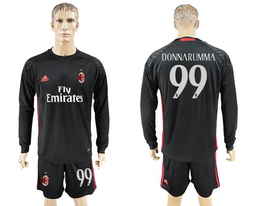 AC Milan #99 Donnarumma Black Goalkeeper Long Sleeves Soccer Club Jersey AC Milan #99 Donnarumma Black Goalkeeper Long Sleeves Soccer Club Jersey