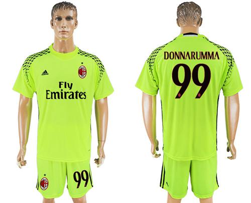 AC Milan #99 Donnarumma Shiny Green Goalkeeper Soccer Club Jersey AC Milan #99 Donnarumma Shiny Green Goalkeeper Soccer Club Jersey