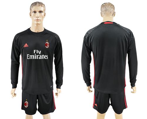 AC Milan Blank Black Goalkeeper Long Sleeves Soccer Club Jersey AC Milan Blank Black Goalkeeper Long Sleeves Soccer Club Jersey