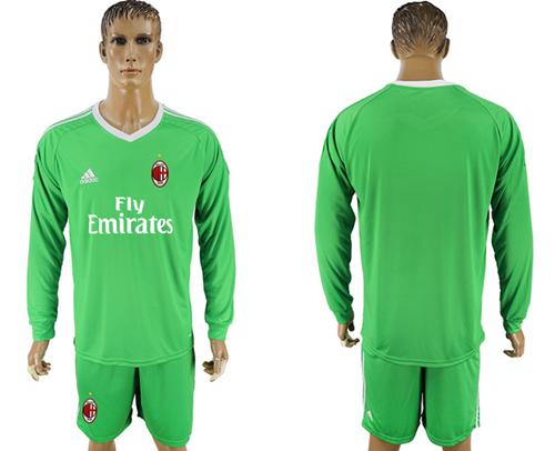 AC Milan Blank Green Goalkeeper Long Sleeves Soccer Club Jersey AC Milan Blank Green Goalkeeper Long Sleeves Soccer Club Jersey