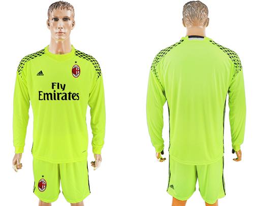 AC Milan Blank Shiny Green Goalkeeper Long Sleeves Soccer Club Jersey AC Milan Blank Shiny Green Goalkeeper Long Sleeves Soccer Club Jersey