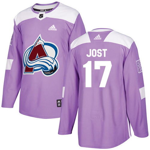 Adidas Avalanche #17 Tyson Jost Purple Authentic Fights Cancer Stitched NHL Jersey Adidas Avalanche #17 Tyson Jost Purple Authentic Fights Cancer Stitched NHL Jersey