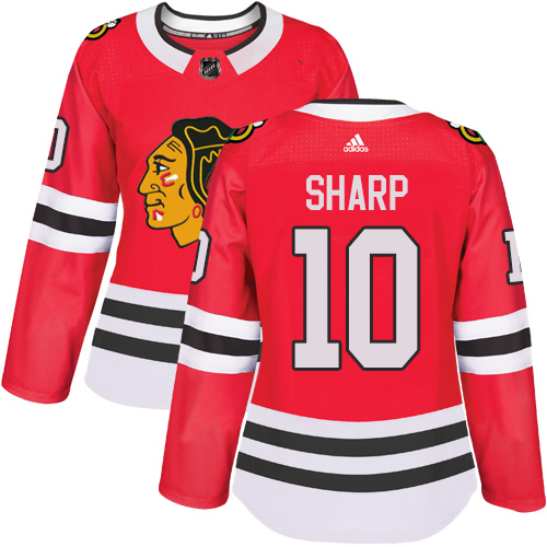 Adidas Blackhawks #10 Patrick Sharp Red Home Authentic Women's Stitched NHL Jersey 