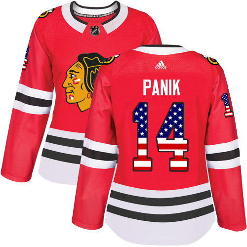 Adidas Blackhawks #14 Richard Panik Red Home Authentic USA Flag Women's Stitched NHL Jersey Adidas Blackhawks #14 Richard Panik Red Home Authentic USA Flag Women's Stitched NHL Jersey