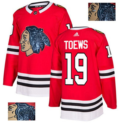 Adidas Blackhawks #19 Jonathan Toews Red Home Authentic Fashion Gold Stitched NHL Jersey