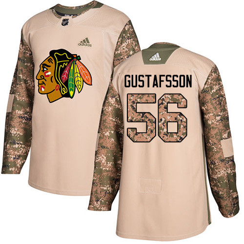 Adidas Blackhawks #56 Erik Gustafsson Camo Authentic 2017 Veterans Day Stitched NHL Jersey