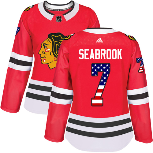 Adidas Blackhawks #7 Brent Seabrook Red Home Authentic USA Flag Women's Stitched NHL Jersey Adidas Blackhawks #7 Brent Seabrook Red Home Authentic USA Flag Women's Stitched NHL Jersey