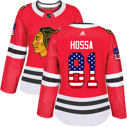 Adidas Blackhawks #81 Marian Hossa Red Home Authentic USA Flag Women's Stitched NHL Jersey Adidas Blackhawks #81 Marian Hossa Red Home Authentic USA Flag Women's Stitched NHL Jersey