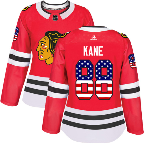 Adidas Blackhawks #88 Patrick Kane Red Home Authentic USA Flag Women's Stitched NHL Jersey Adidas Blackhawks #88 Patrick Kane Red Home Authentic USA Flag Women's Stitched NHL Jersey