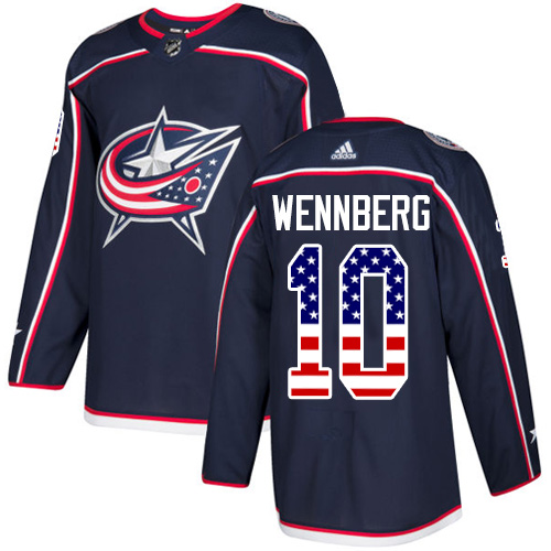 Adidas Blue Jackets #10 Alexander Wennberg Navy Blue Home Authentic USA Flag Stitched NHL Jersey Adidas Blue Jackets #10 Alexander Wennberg Navy Blue Home Authentic USA Flag Stitched NHL Jersey