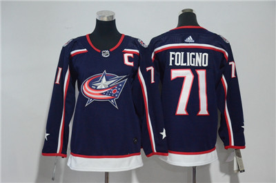 Adidas Blue Jackets #71 Nick Foligno Navy Blue Home Authentic Stitched Youth NHL Jersey