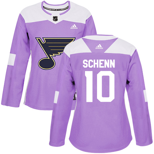 Adidas Blues #10 Brayden Schenn Purple Authentic Fights Cancer Women's Stitched NHL Jersey Adidas Blues #10 Brayden Schenn Purple Authentic Fights Cancer Women's Stitched NHL Jersey